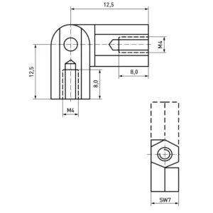 סטנדוף עם ציר M4/SW7x25 Brass מצופה ניקל